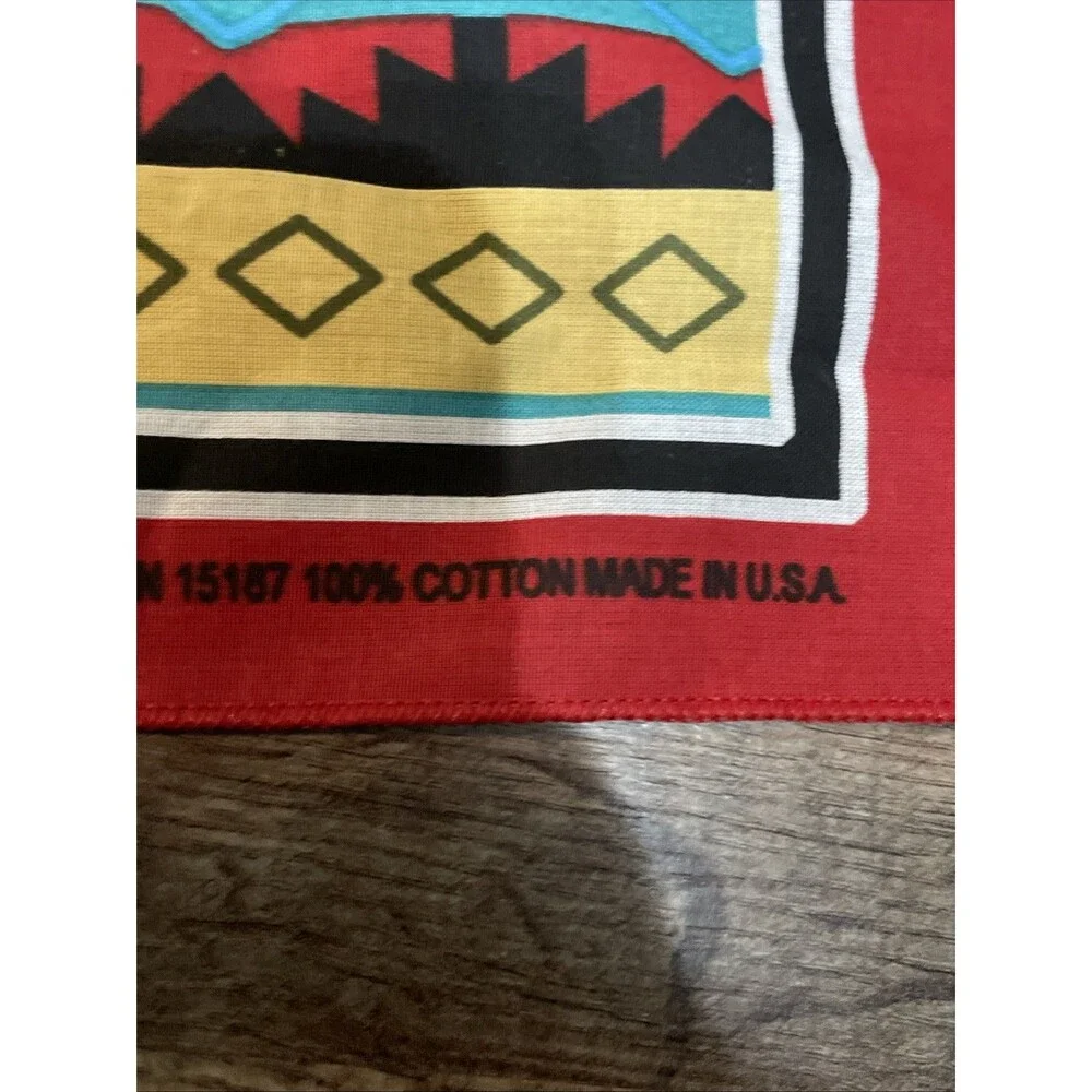 Hav-A-Hank Vintage Southwestern Bandana Red Geometric Aztec Cotton Made in USA